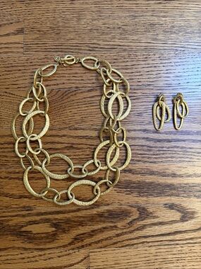 Barbara Boz 18k Gold Plated Statement Necklace and Earrings Set